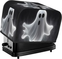 Black And Halloween Ghost 2 Slice Toaster Covers Dustproof Splash-Proof Bread Machine Cover Fingerprint Protectors Small Washable Kitchen Appliance Cover Universal Size