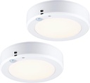 LIT-PaTH Battery Operated Ceiling Light, 3000K 6.1inch Motion Sensor LED Ceiling Light,140 Lumens Flush Mount Wireless Motion Lamp for Closet Hallway Laundry Stair, 2-Pack (Battery Not Included)