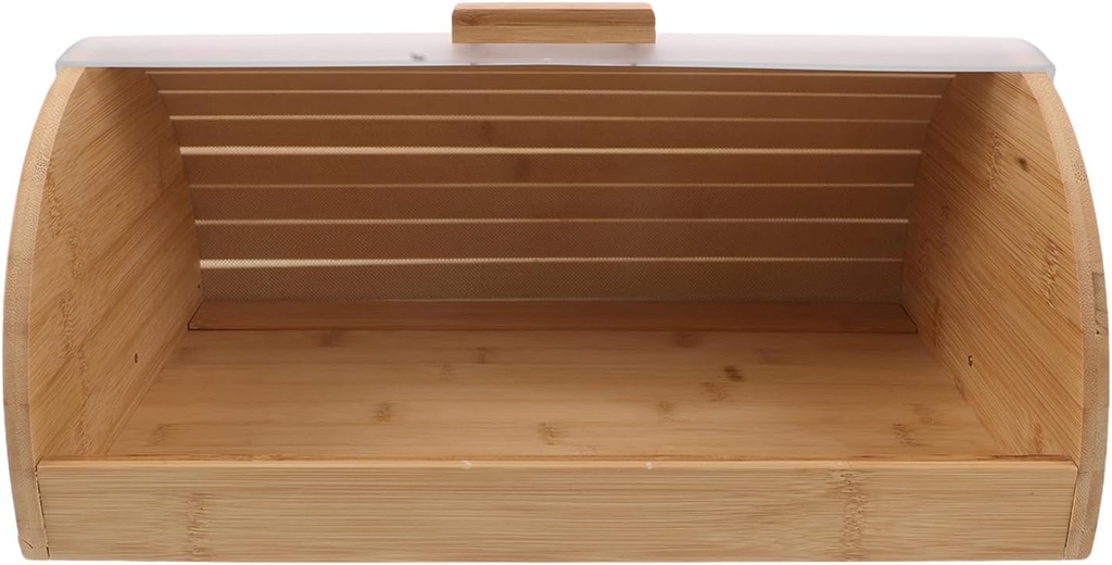 Toyvian Farmhouse Bamboo Bread Box with Clear Lid Kitchen Countertop Organizer for Pastries Bread Storage Bin Natural Bamboo Finish