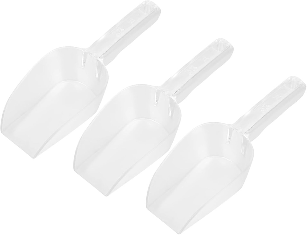 3pcs Acrylic Ice Scoops Food Shovels for Flour Cereal Ergonomic Handle for Parties Buffets and Home Use Elegant Design Dishwasher