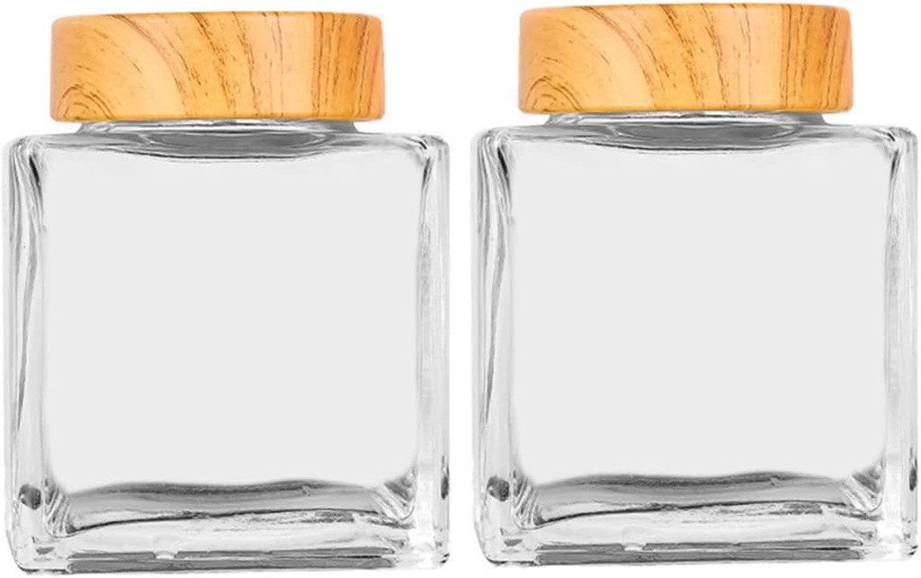 2pcs Glass Honey Jar Wood Lid Sealed Jar Honey Bottle Dispenser Syrup Jam Small Containers