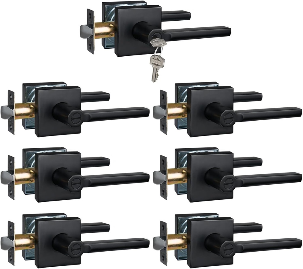 1pc Keyed Entry Door Lever & 6pc Privacy Door Levers