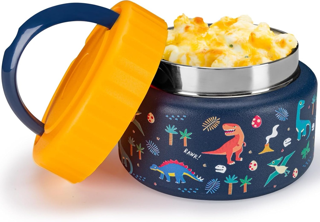 Charcy 8oz Thermo for Hot Food Kids, Wide Mouth Leak-Proof Soup Thermo, Insulated Food Jar for 4h Hot and 6h Cold - Blue Dinosaur D