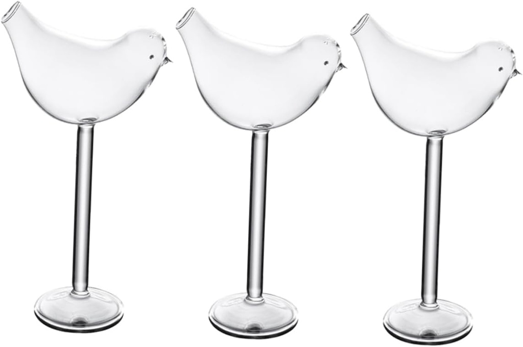 3Pcs Bird Shaped Cocktail Glasses Unique Wine Goblets Decorative Glassware for Home Bar Iridescent Finish for Parties and Celebrations