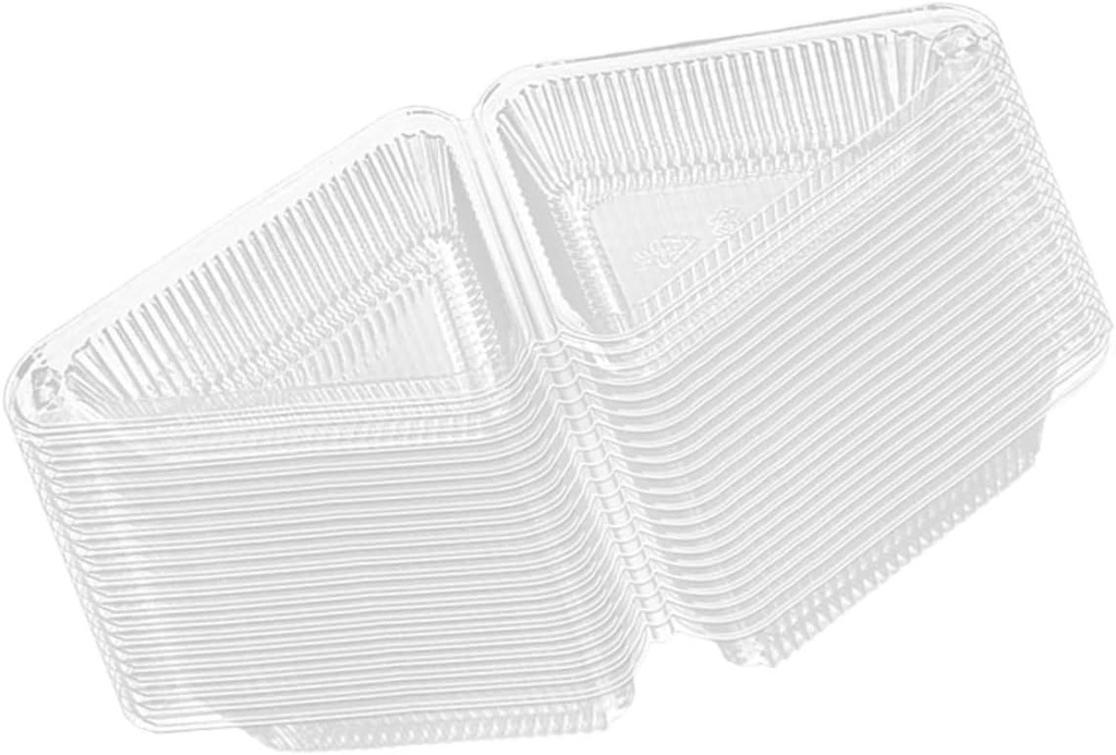 OUNONA 50pcs Clear Plastic Triangle Cake Containers with Lids Food Grade Cheesecake Storage Boxes for Desserts Mousse Cookies and Sandwiches and Portable Food Storage Containers for