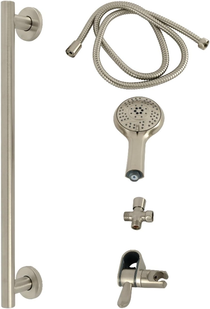 Kingston Brass KAK1548D Made to Match Shower System with Slide/Grab Bar and Hand Shower, Brushed Nickel