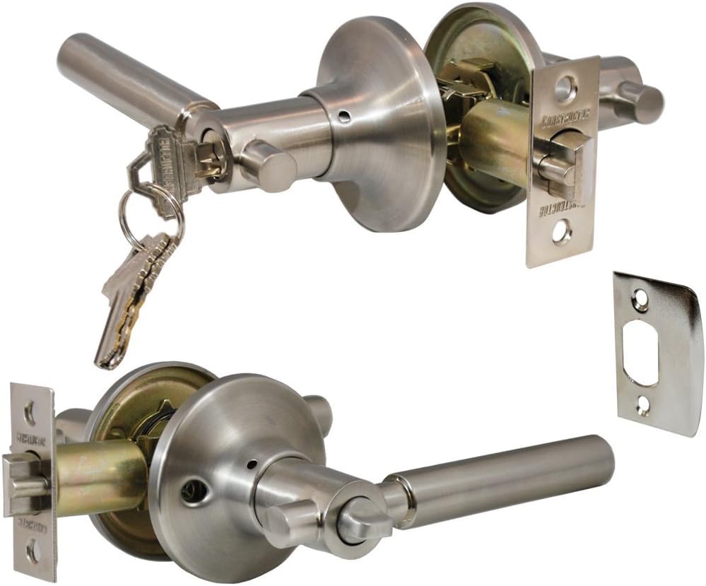 Rondo Entry by Constructor Lever Door Lock Handle Set Satin Nickel Finish CON-RND-SN-ET