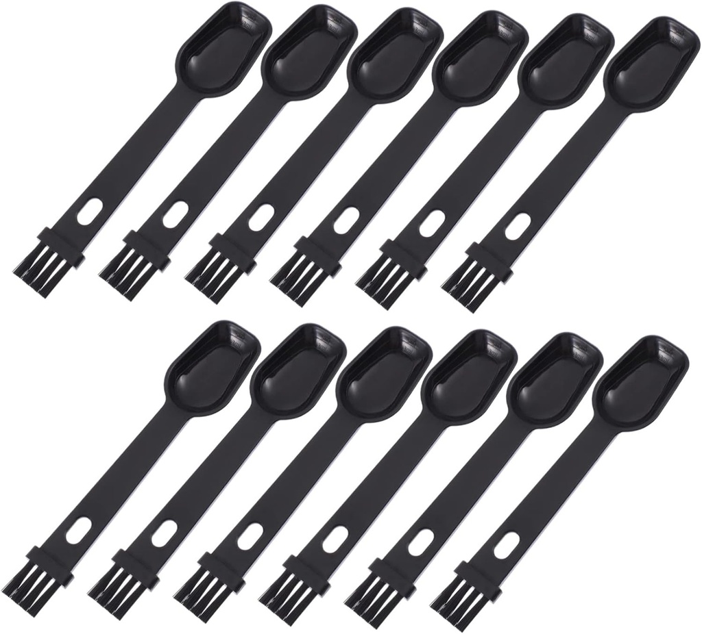 VICASKY 12pcs Multifunctional Coffee Scoop with Cleaning Brush Lightweight PP Material Comfortable Grip Firm Bristles for Coffee Powder Tea Milk Sugar Practical Detailing Tools for Daily