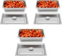 3 Pack Hotel Pan, Steam Table Pans with Lid, Stainless Steel Metal Tray Sets Food Storage Container, L 21.06" x W 13.6", Restaurant Chafing Dishes Commercial Buffet Warmer Catering Supplies