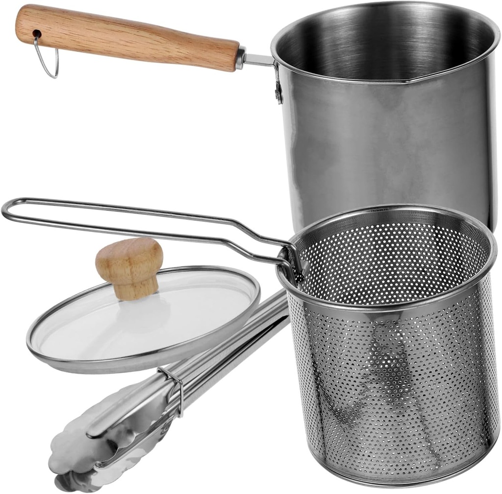 Cabilock Stainless Steel Deep Frying Pot Deep Fryer Pan Basket Easy Oil Discharge Great for Cooking