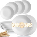 Wrova Wheat Straw Dinner Plates 10 Inch Unbreakable Set of 8 - Dishwasher & Microwave Safe Plastic Plates Reusable - Lightweight Plates for kitchen,camping,picnic,R.V. - White