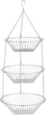 3-Tier Wire Fruit Hanging Basket, non-Punching Wall Hanging Storage, Kitchen Bathroom Organization Basket, Suitable for Bathroom, Kitchen, Closet, Garden, Chrome