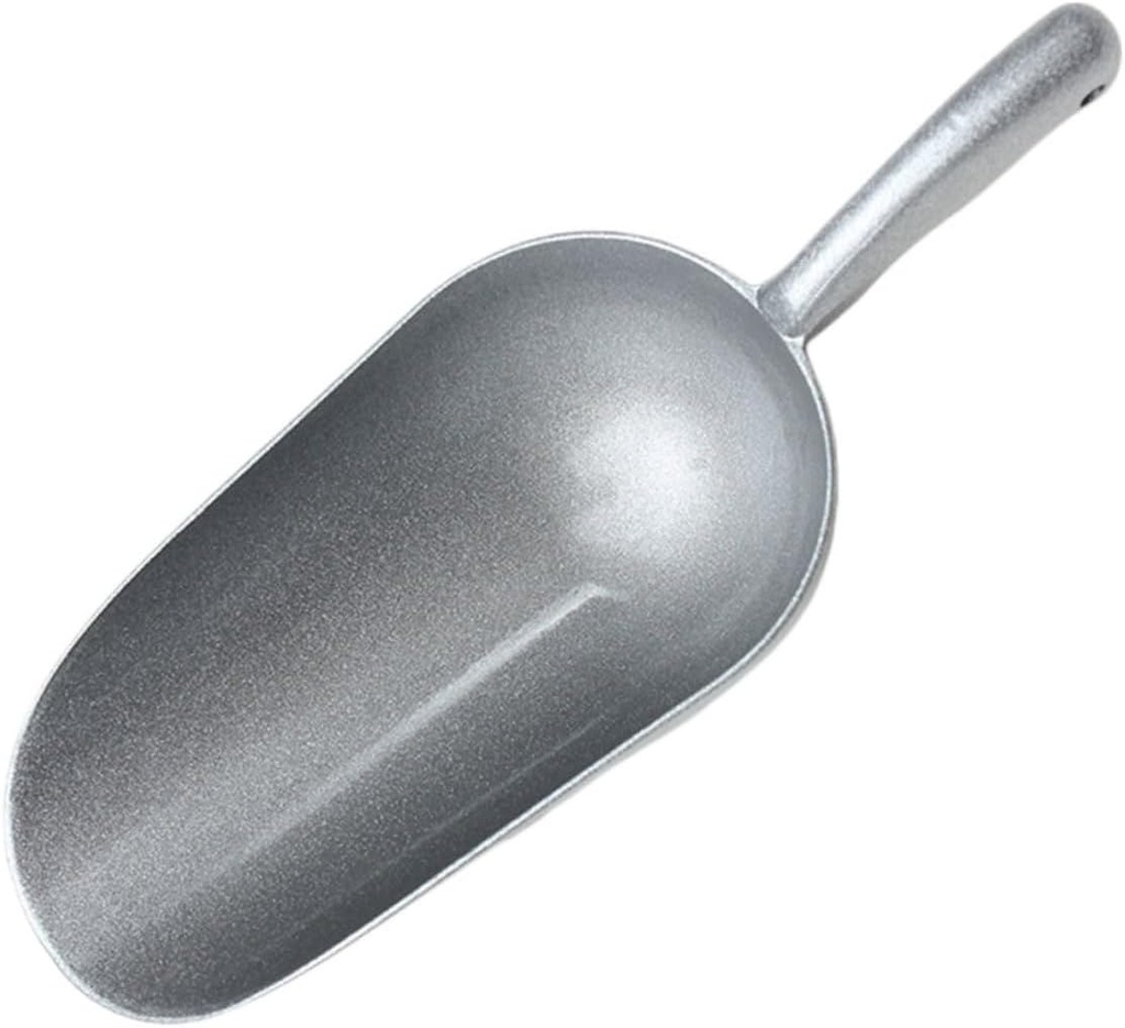 Mikinona 1pc Zinc Alloy Kitchen Scoop for Flour and Food Large Multifunctional Food Shovel for Home and Restaurant Use Silver Finish for Baking and Cooking