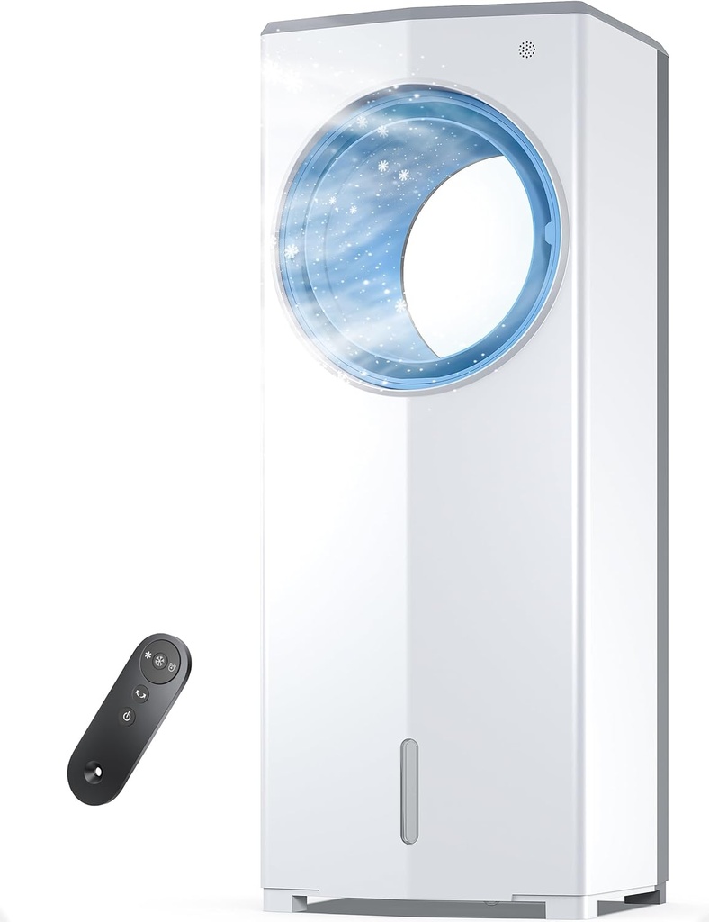 BUMAI Windowless Portable Air Conditioner, 26.1" Small Evaporative Air Cooler for Room No Window, 3-Speed Settings, 4 Modes, 7H Timer, Remote Control, 4 Ice Packs, Quiet AC Unit for Bedroom