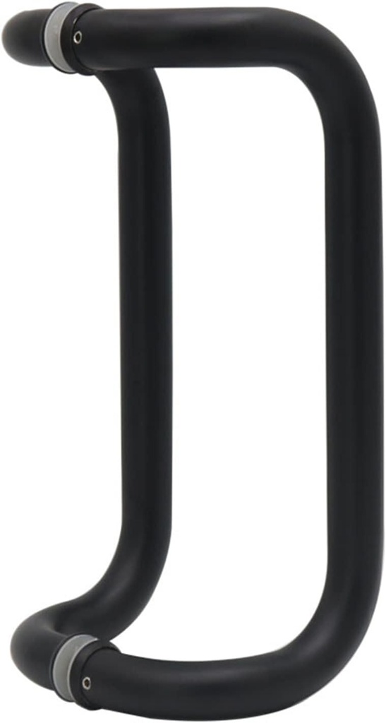 Glass Door Handles Round Pipe, Home Office Studio Bath Handle Pull Set, Push Pull Door Handle for Single Door Interior Exterior Grey/Silver/Black (Color : Black, Size : 30cm/11 3/4