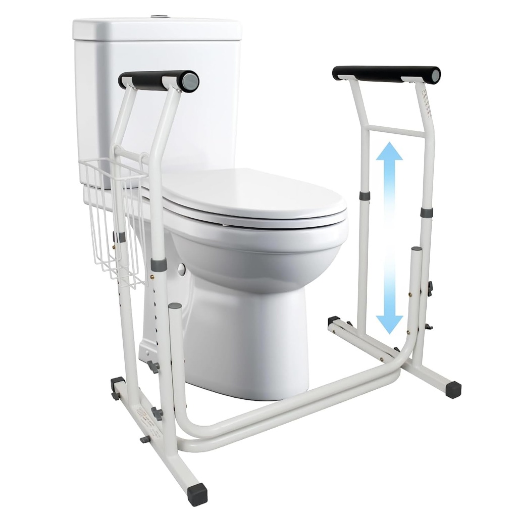 Carex Toilet Safety Rails, Adjustable Toilet Safety Frame with Handles for Elderly, Handicap, or Disabled, Heavy-Duty Non-Slip Grab Bar, with Padded Handles and Aluminum Frame for Bathroom Stability