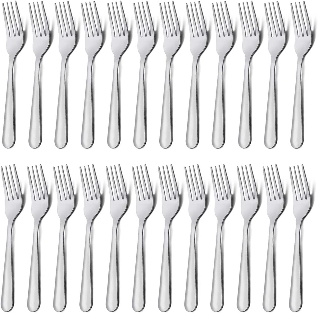 Unokit Stainless Steel Dinner Forks Silverware - 24 Pieces (7.1 Inch) Silver Dinner Forks Set of 24, Forks Set, Flatware Forks for Home, Kitchen or Restaurant, Mirror Polished, Dishwasher Safe