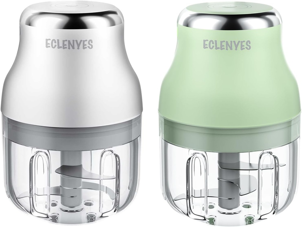 2Pcs 250ML Electric Garlic Chopper, Mini Portable Veggie Chopper, Garlic Grinder Masher Onion Chopper, Blender to Vegetable, Wireless Food Processor for Ginger, Chili, Fruit, Meat, etc