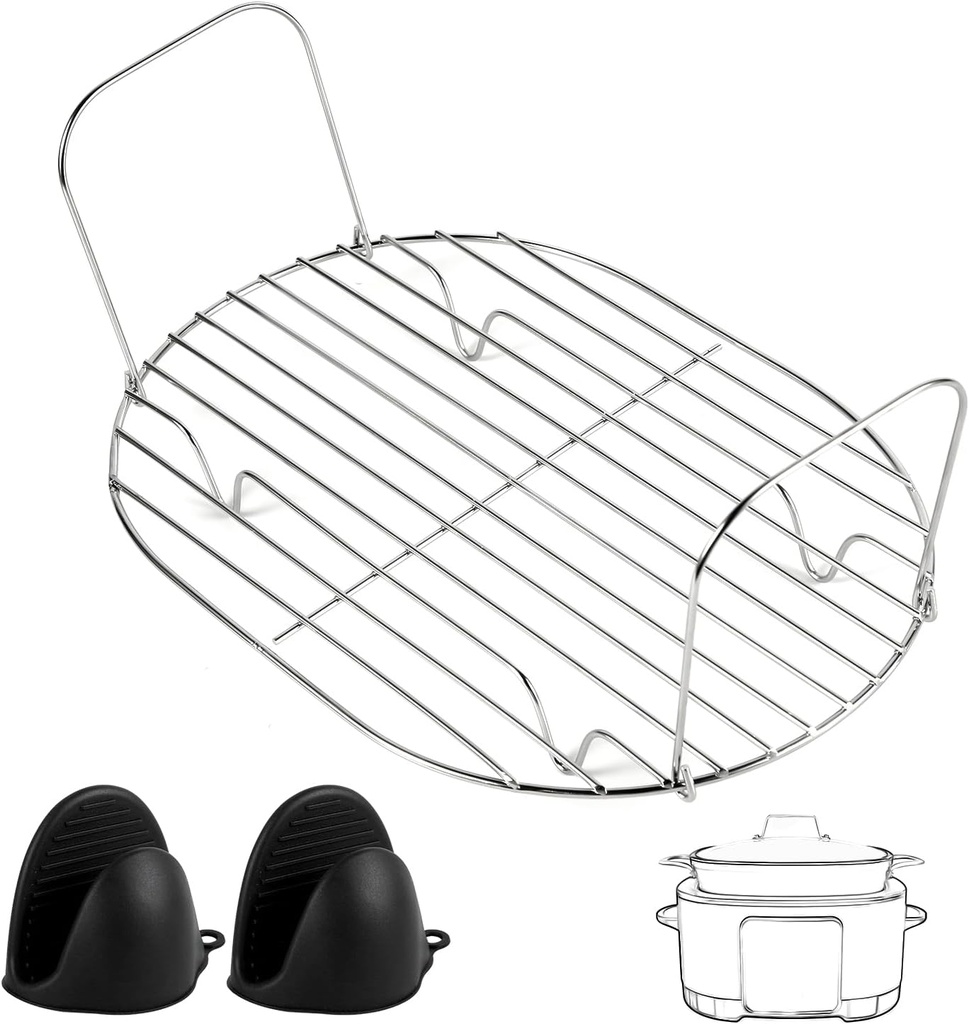 Steam and Roast Rack Compatible with Ninja Foodi Possible Cooker Pro 8.5 Qt MC1000 MC1001 MC1010 Series, Stainless Steel Possible Cooker Accessories for Slow Cooker Crock Pot