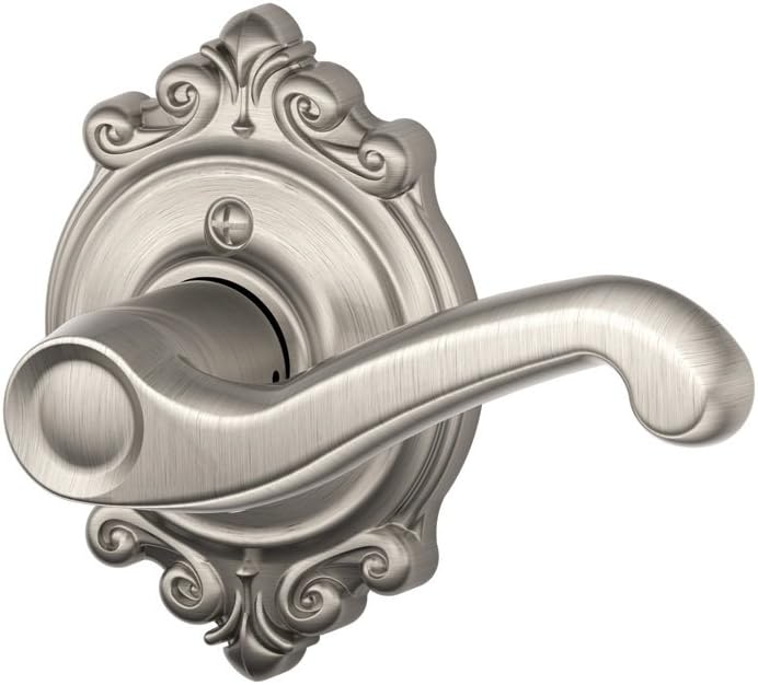 SCHLAGE Lock Company SCHLAGE Right Handed Lever with SCHLAGE Trim Non-Turning Lock, Satin Nickel (F170 FLA 619 BRK RH)
