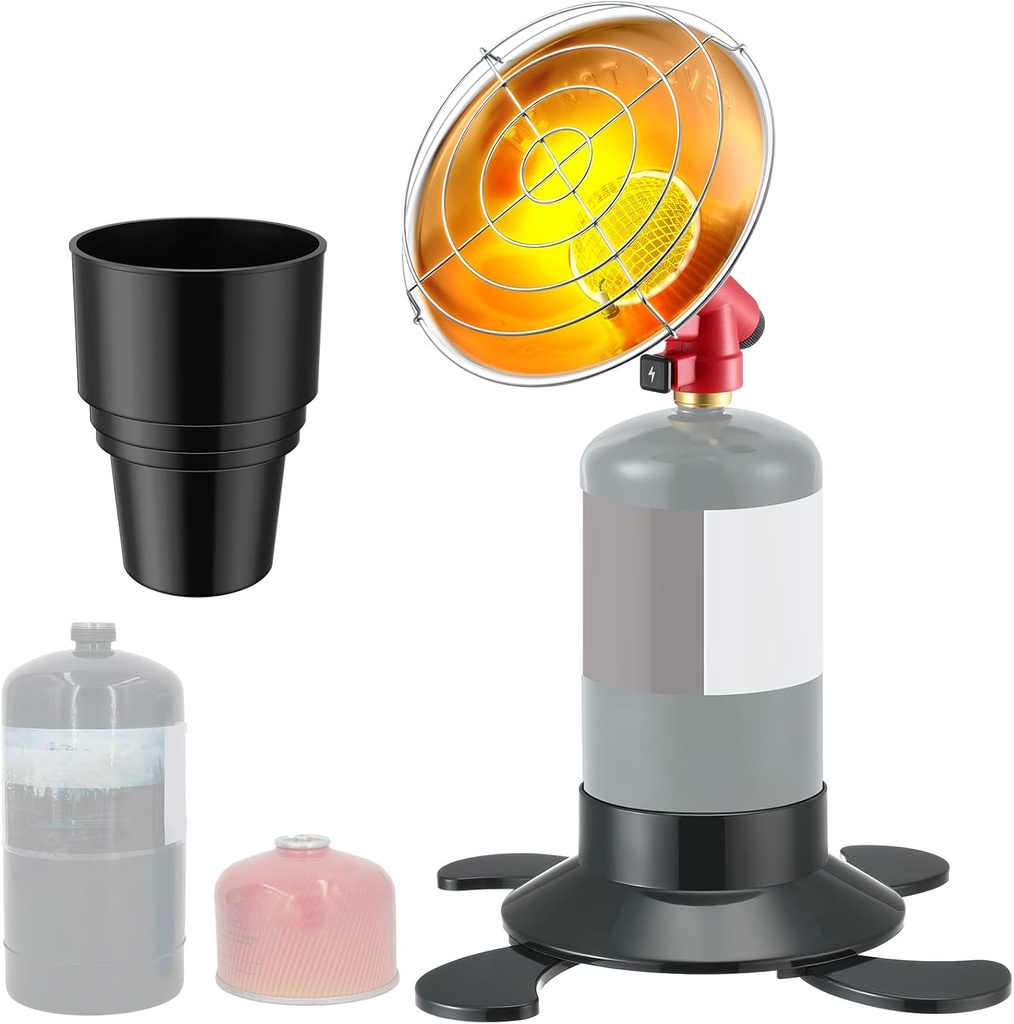 Portable Propane Heater Camping Tent Heater with Cup Holder and Cylinder Base for 1 Pound Propane Camping Gas Cylinder, Outdoor Hiking Hunting Fishing Quick Warm