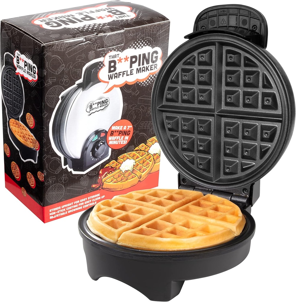 That BEEPING Waffle Maker- Personal 7" Belgian Waffler that BEEPS with Tone when Ready - Electric, Non Stick Griddle Iron w/Adjustable Browning Control- Unique Xmas Gift that Makes Breakfast Special