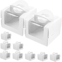 Hemoton 10pcs Handheld Cake Boxes with Window Transparent Dessert Packaging Easy Assembly Cake Holders for Bakery for Weddings and Events