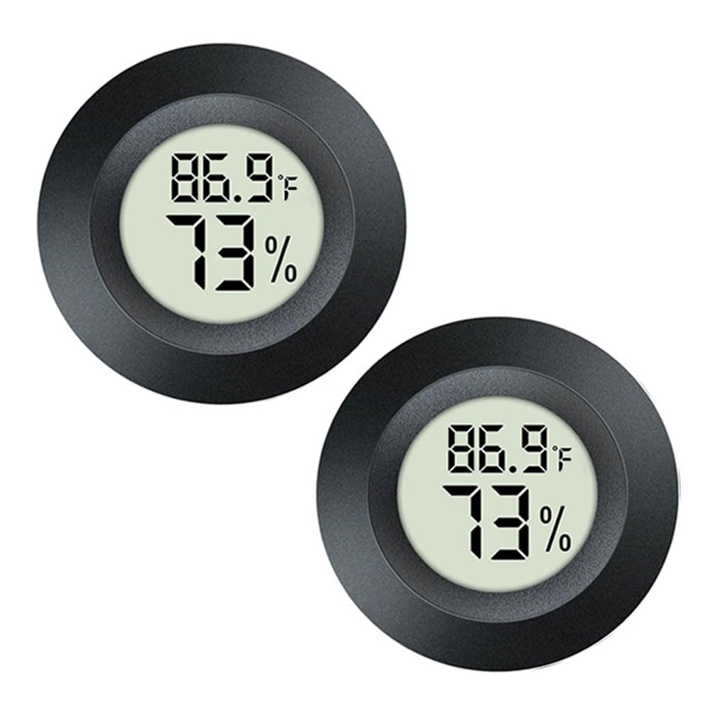 2 Pack Hygrometer Thermometer Digital Humidity Meter Indoor/Outdoor Humidity Monitor Reptile Thermo-Hygrometer for Greenhouse Humidors Terrarium Jars, Fahrenheit (℉) /Celsius(℃) (2)