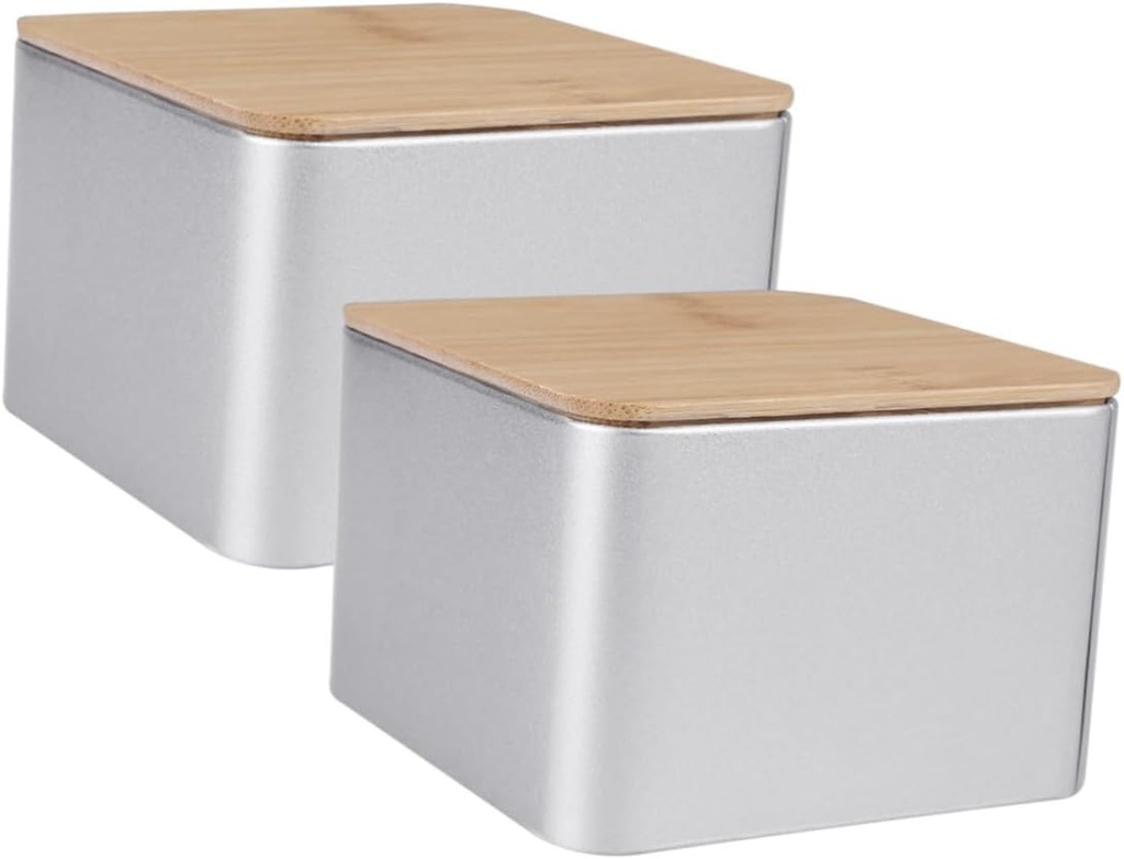 OUNONA 2Pcs Lid Tinplate Storage Container Creative Tea Box for Organizing Cupcakes Cookies Business Cards Compact Multi Functional Box