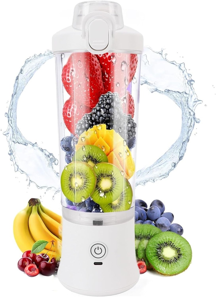 Portable Blender, USB Electric Blender Mini Portable Juicer with Stainless Steel Blades, for Making Smoothies Juice Blends Shakes Mixed Fruits Vegetables, 600ml
