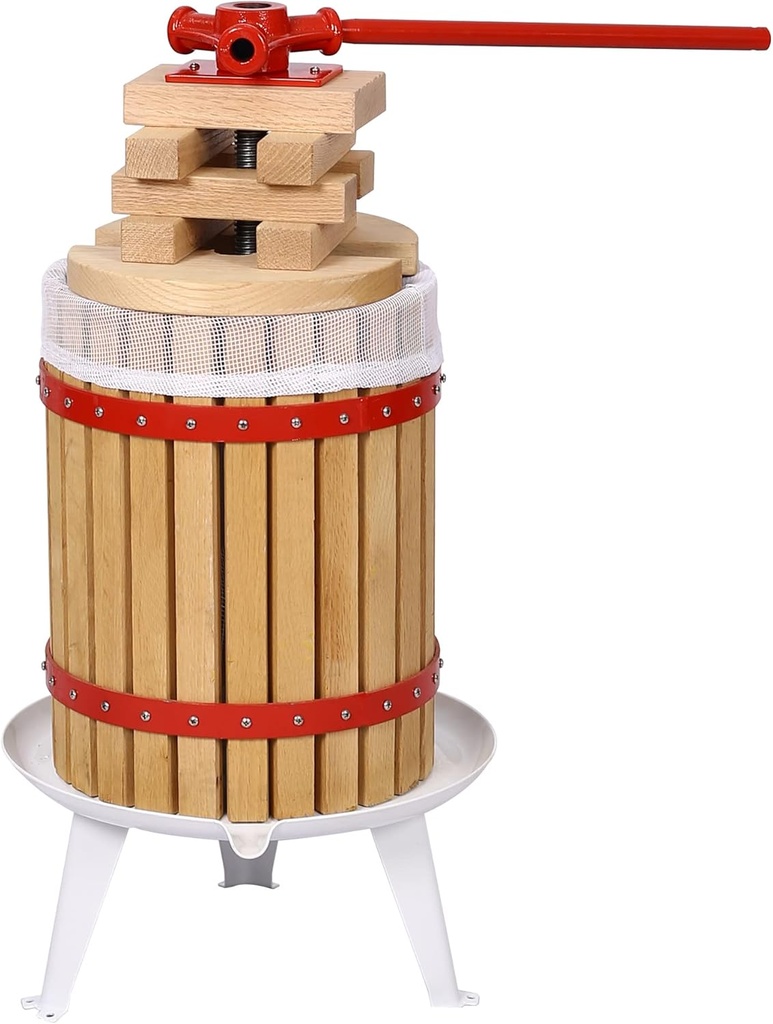 Fruit Wine Press-4.8gallon/18l 100% Natural Oak Vintage Traditional Juicer Oil/Sugar Cane Juicer/Cider/Grape Press Machine Press For Juice Maker With Pole Handle Bar For Kitchen Home (3.17Gallon/12L)