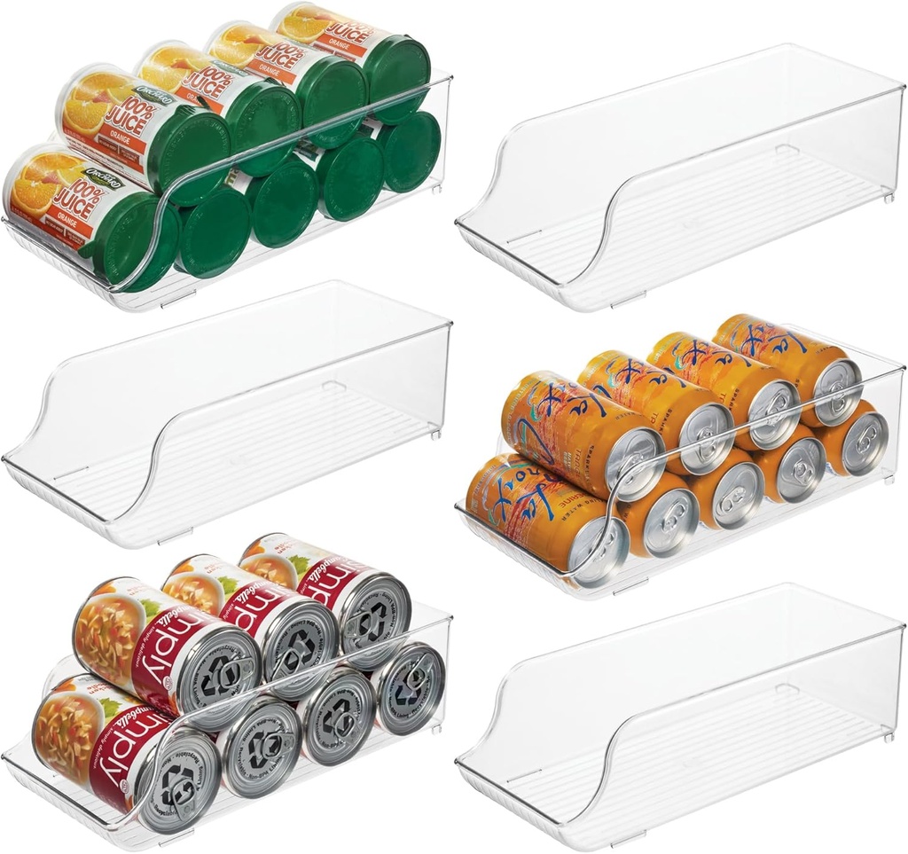 iDesign Soda Can Dispenser for Refrigerator or Pantry - Set of 6 - Clear - Made in USA