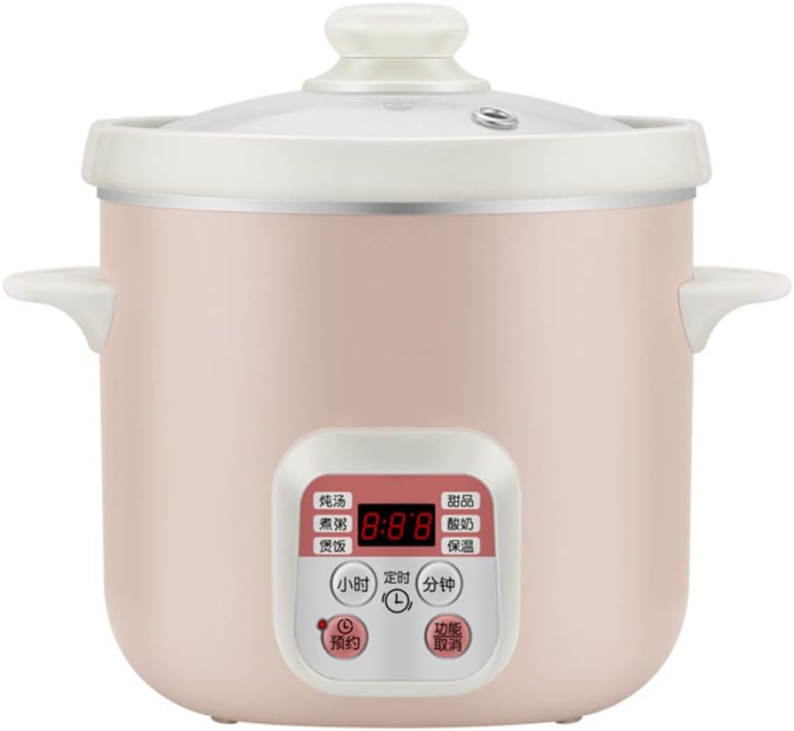 Cooking Pot, Electric Stew Pot,1.8L Ceramic Liner Slow Cooker,Small Professional Kitchenware with Tempered Glass Lid and Removable Ceramic Bowl,Serves 1-2 People,160W