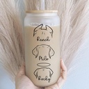 Personalized Dog Mom Iced Coffee Glass Cup, Custom Dog Ear Cup Gift for Dog Mom Personalized Tumbler Cup, Dog Dad Cup Personalized Dog Cups for Dog Lovers Christmas Gifts for Dog Owners 16 oz Mug