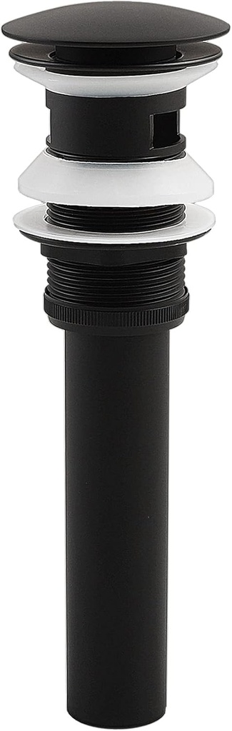 Bathroom Vessel Sink Drain Push Button Vanity Drain Lavatory Sink Drain Assembly Pop Up Sink Stopper with Overflow, Matte Black