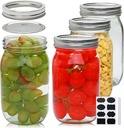 Wide Mouth Mason Jars Set, 32oz Clear Glass Jars 4-Pack for Storage, Overnight Oats, Snacks, Jam or Jelly,Canning,Fermenting,Pickling,DIY Projects…