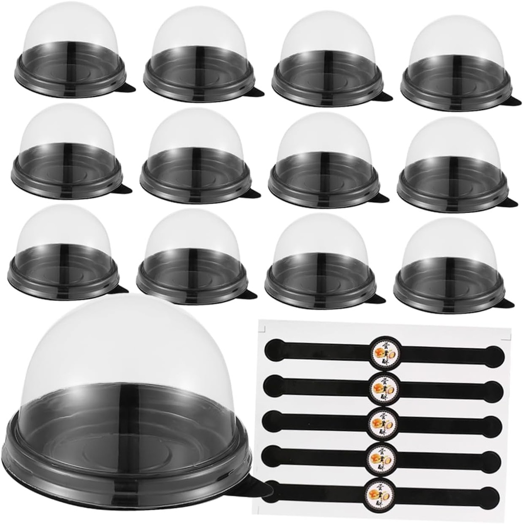 50 Sets Egg Yolk Crisp Packaging Box Mini Paper Cups Cake Container Packing Containers Multi-function Bakery Case Small Cake Case Fruit Cakes Mousse Boxes with Window Black The Pet