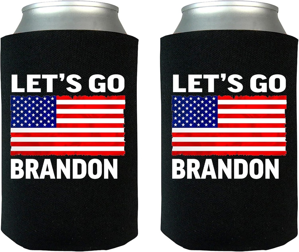 Rogue River Tactical Funny Neoprene Lets Go Brandon Collapsible Beer Can Bottle Beverage Cooler Sleeves 2 Pack