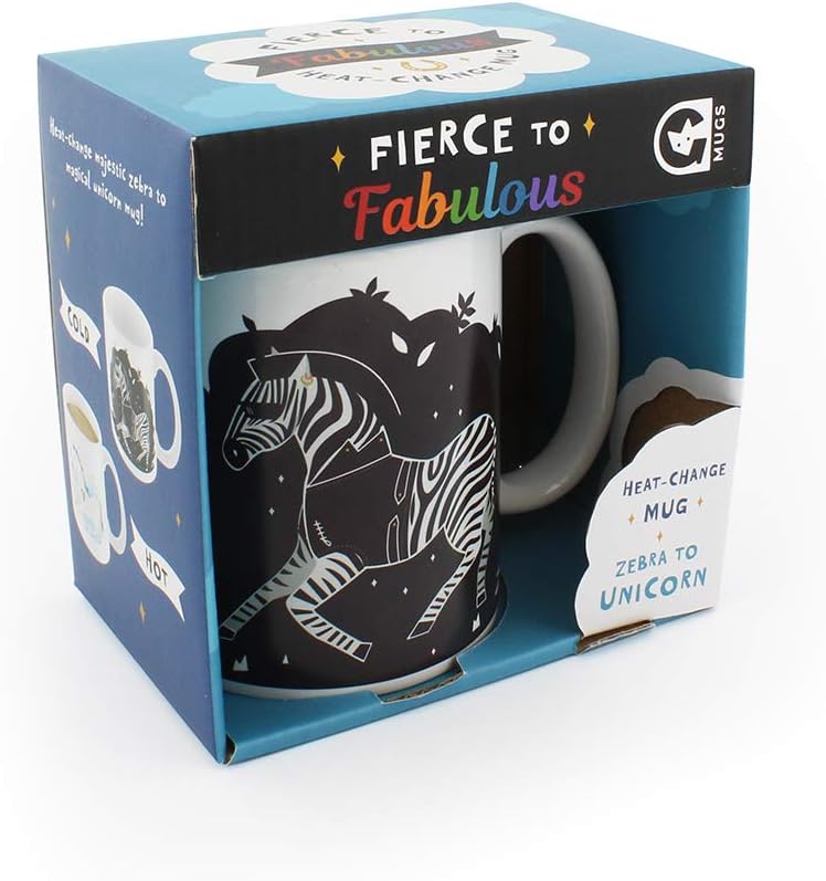 Ginger Fox Fierce To Fabulous Zebra To Unicorn Heat Changing Novelty Picture Mug - A Magical Experience With Every Drink