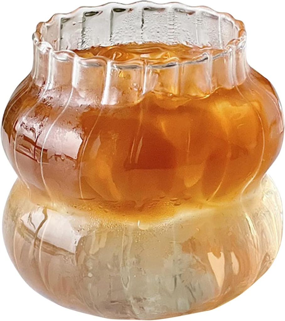 Ochine Ribbed Drinking Glasses Ribbed Glass Cups Ribbed Glassware Wine Glasses Coffee Cups Cocktail Glasses Coffee Mugs Espresso Cup Iced Tea Glasses for Water,Beverage,Juice,Wine,Beer and Cocktail