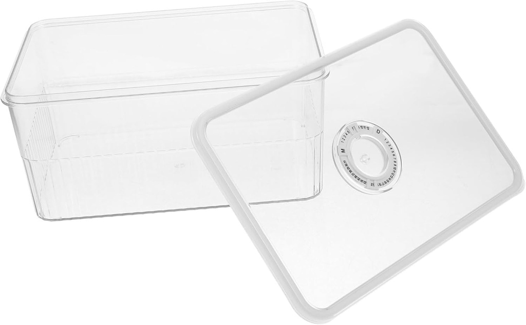Airtight Bread Container with Recording Cover Transparent Food Storage Box for Bread Fruits and Vegetables for Refrigerator and Kitchen Organization