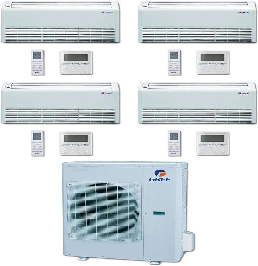 Generic GREE Multi+ Ultra Series 42,000 BTU 4-Zone Universal Floor/Ceiling 12K+12K+12K+24K Ductless Mini-Split System