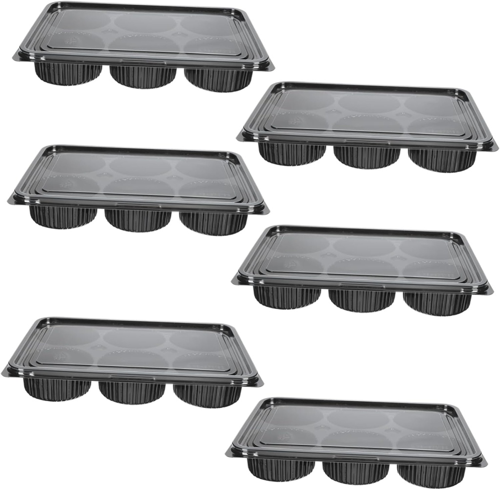 GLEAVI 6pcs Egg Yolk Crisp Packaging Box Bakery Baked Boxes Containers Pastry Package Cake Package Dessert Trays Cupcake Holder Moon Cake Container Moon Cake Holder Black The Pet