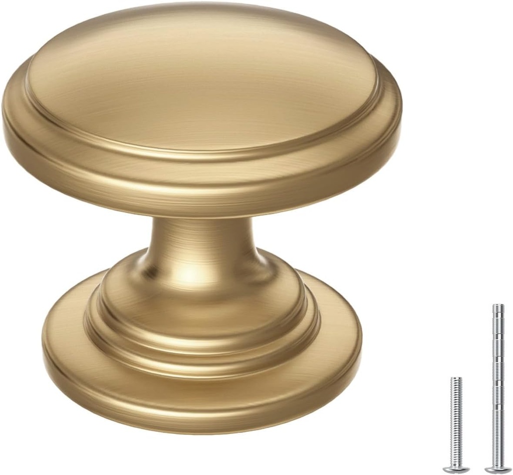 10 Pack Cabinet Knobs 1-3/16 Inch Champagne Bronze Dresser Drawer Knob Round Zinc Alloy Cabinet Pulls for Kitchen Bedroom Drawer