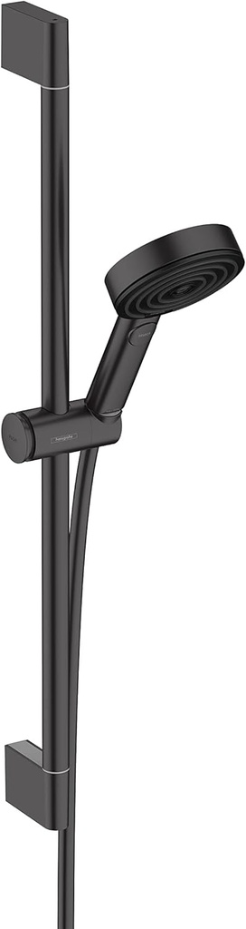 hansgrohe Pulsify S 1-Spray Handshower with Slide Bar and Hose, PowderRain, IntenseRain, Pulsating Massage, in Matte Black, 24161671