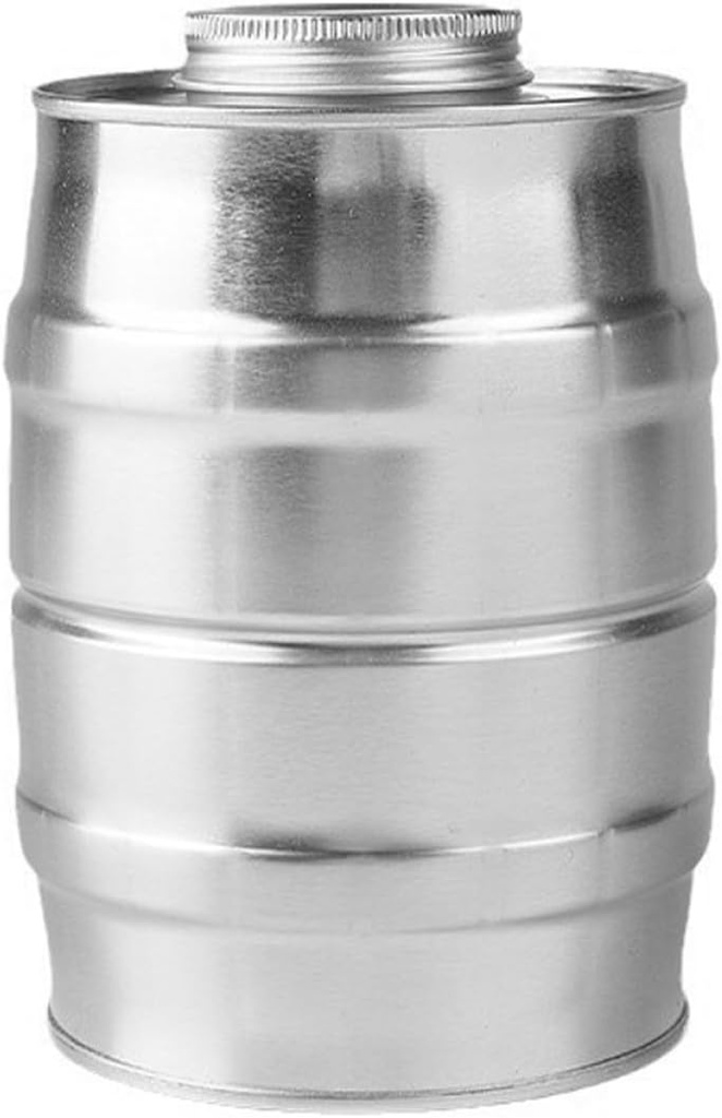 Ciieeo Airtight Tinplate Coffee Storage Container Wine Barrel Shape 1 Piece Retro Metal Canister with Vent Valve for Ground Coffee Tea Sugar and Flour