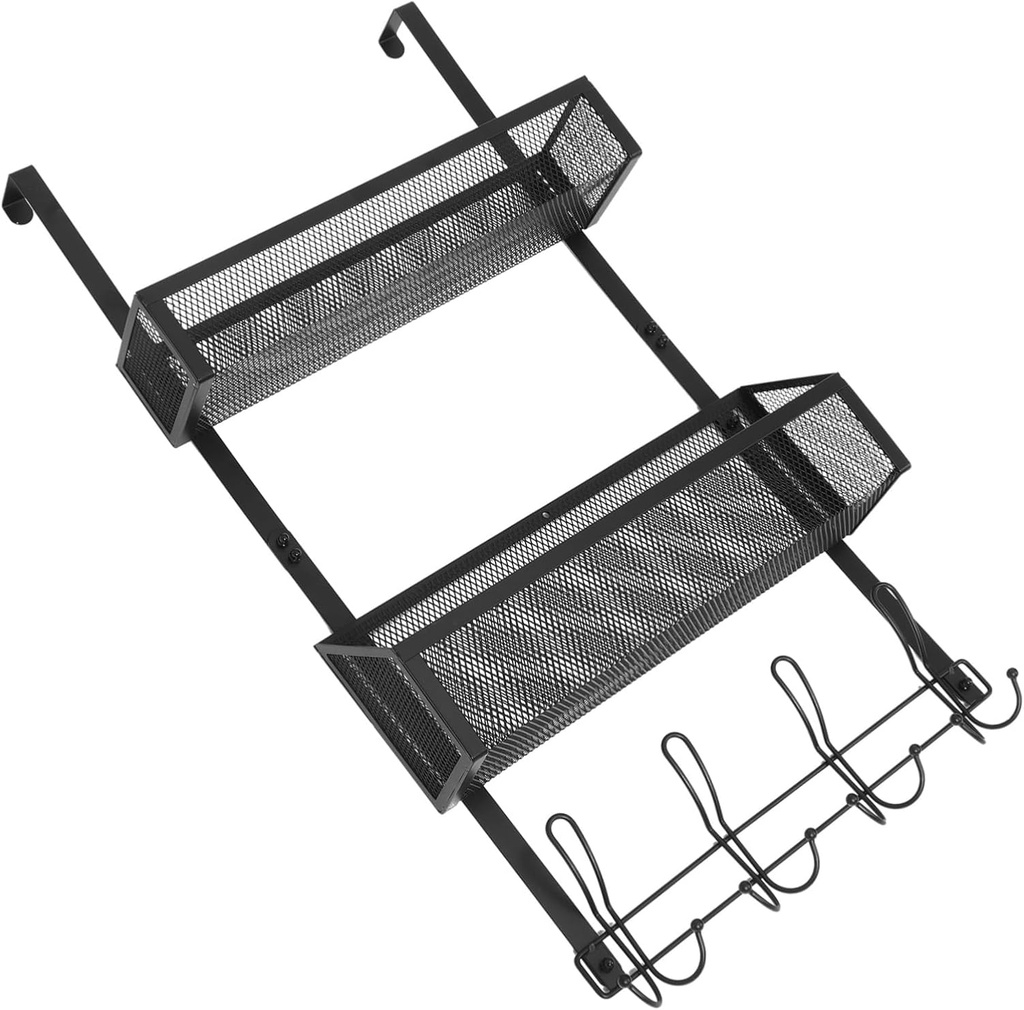 Door Storage Organizer with Hooks Multi-Layer Mesh Hanging Baskets for Kitchen Bathroom and Bedroom No Drill Required Space-Saving Door Rack