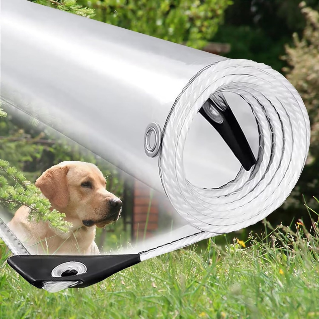 Clear Tarp 3x6ft Clear Tarps Heavy Duty Water Resistant,14Mil Clear Tarps with Grommets Thickened Transparent Tear Resistant PVC Vinyl Tarpaulin Enclosure for Patio,Porch,Garden and Outdoor