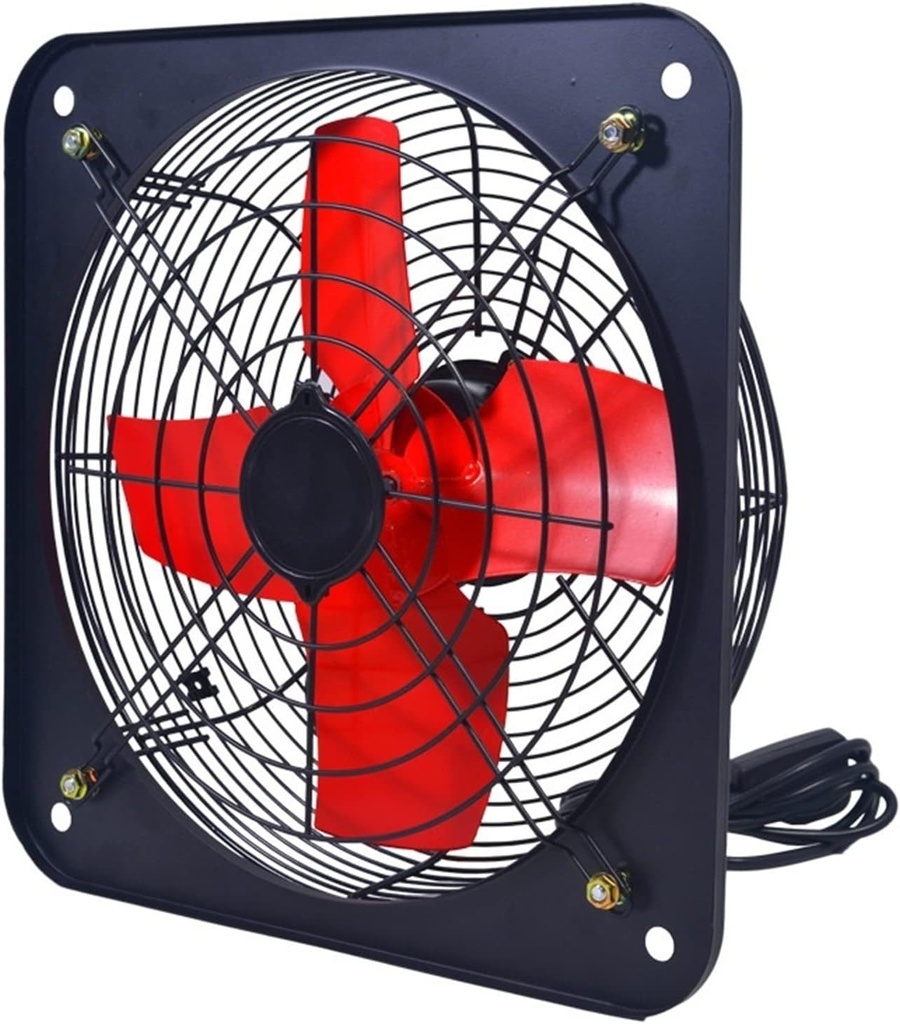 Ventilation Fan 10 Inch Powerful Industrial Ventilation Extractor Metal Axial Exhaust Fan with Double-Sided Net Cover Commercial Air Blower Fan for Kitchen Bedroom Vent