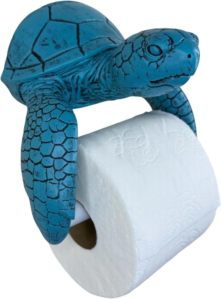 Sea Turtle Wall Mount Toilet Paper Roll Holder Rustic Nautical Beach Sea Blue/Green Coastal Decor – Aqua Teal Weathered Finish